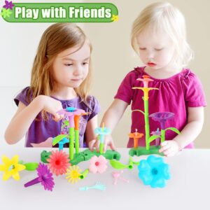 Abellzos Toys for 3 4 5 6 7 Year Old,Flower Garden Building Toys for Girls, Educational Learning STEM Activities Toys, Birthday Gift for Preschool Kids & Toddlers (133PCS)