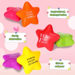 Motivational Stress Balls Quote Relief Ball Colorful Inspirational Foam Star Hand Exercise Toy Relieve Anxiety for Adults Girls Boys Party Favors(48 Pcs)