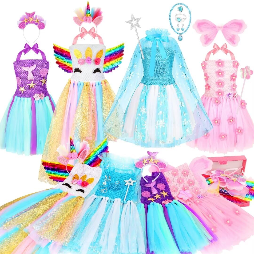 Chillife Princess Dresses for Girls,Kids Dress Up Clothes Costume Set Princess Toys Gift Girl for Little Girls Ages 3-6yrs (Princess)