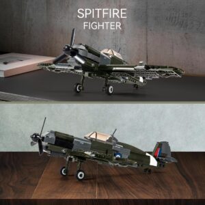 DAHONPA Spitfire Jet Military Army Fighter Building Bricks Set with 1 Figure, 290 Pieces Air-Force Build Blocks Toy, Gift for Kid and Adult