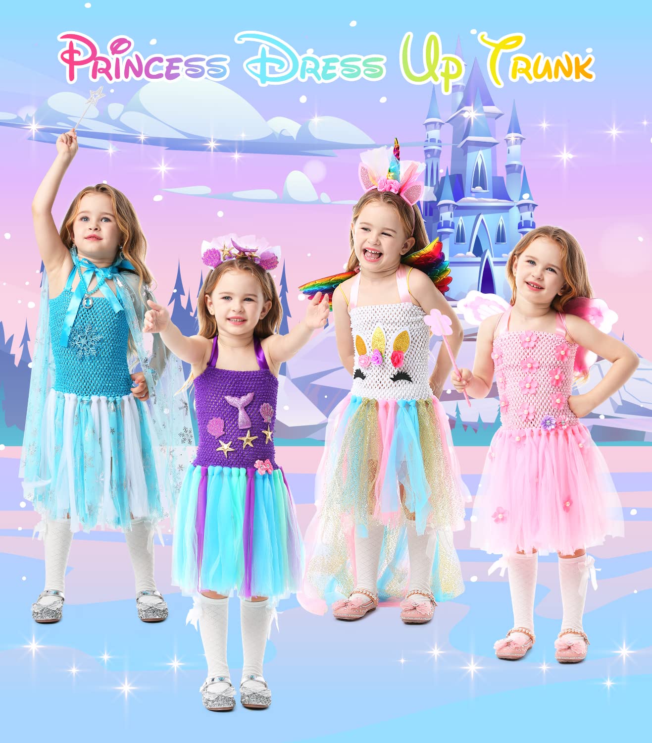 Chillife Princess Dresses for Girls,Kids Dress Up Clothes Costume Set Princess Toys Gift Girl for Little Girls Ages 3-6yrs (Princess)