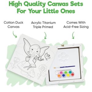 Misco Toys Canvas Paint Party Kits, 11 Piece Art kit Pre-Drawn Outline Canvas for Paint and Sip 8 Colors and Brush Included, Great Gift for Kids 4+ and Adults Too! (Fairy)