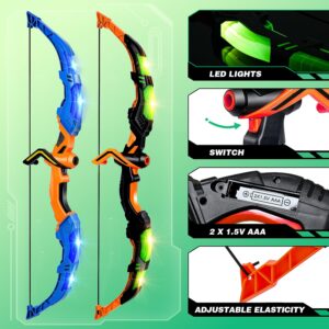 TOY Life 2 Pack Bow and Arrow for Kids 4-6 8-12, LED Kids Archery Set, Kids Bow and Arrow Set, Outdoor Games Outside Toys for Kids, Toys for Boys 5-7, Boys Toys Age 4-6, Birthday Gifts for Boys