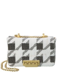 zac zac posen soft earthette mini chain shoulder - beaded houndstooth charcoal one size