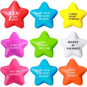 Motivational Stress Balls Quote Relief Ball Colorful Inspirational Foam Star Hand Exercise Toy Relieve Anxiety for Adults Girls Boys Party Favors(48 Pcs)