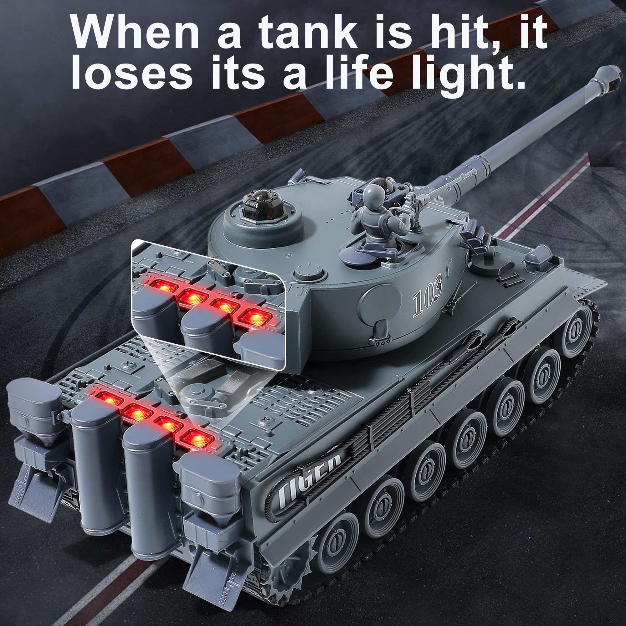 Remote Control Tank, RC WW2 German Tiger Army Tank Toy, 2.4Ghz 9-Channel RC Military Vehicles with Rotating Turret and Sounds, Best for 6 7 8 9 Boys Kids Xmas Military Toys