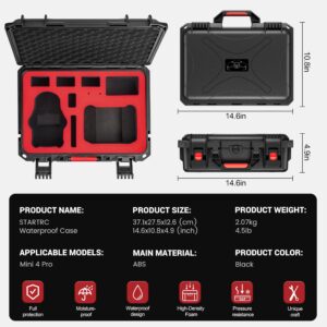 STARTRC Mini 4 Pro Case Waterproof Hard Carrying Case for DJI Mini 3 Pro/Mini 3 Accessories,Travel Case for DJI Mini 4 Pro Fly More Combo (RC2/RC/N1/N2 Controller)