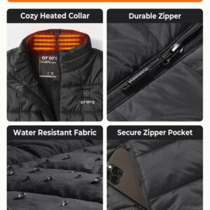 ORORO Men's Tall Size Heated Vest with Battery Pack, Puffer Heating Vest (Charger Not Included) (Black, XLT)