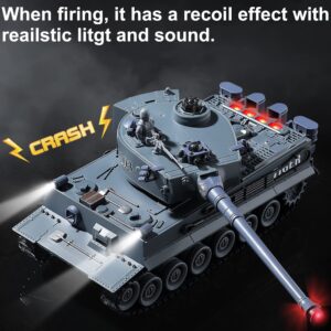 Remote Control Tank, RC WW2 German Tiger Army Tank Toy, 2.4Ghz 9-Channel RC Military Vehicles with Rotating Turret and Sounds, Best for 6 7 8 9 Boys Kids Xmas Military Toys