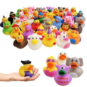 chochkees assorted rubber ducks toy duckies for kids and toddlers, bath birthday baby showers classroom, summer beach and pool activity, 2" inches (100-pack)