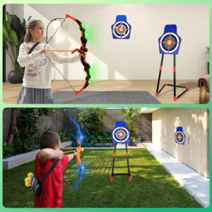 TOY Life 2 Pack Bow and Arrow for Kids 4-6 8-12, LED Kids Archery Set, Kids Bow and Arrow Set, Outdoor Games Outside Toys for Kids, Toys for Boys 5-7, Boys Toys Age 4-6, Birthday Gifts for Boys