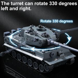 Remote Control Tank, RC WW2 German Tiger Army Tank Toy, 2.4Ghz 9-Channel RC Military Vehicles with Rotating Turret and Sounds, Best for 6 7 8 9 Boys Kids Xmas Military Toys