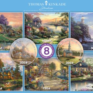 Ceaco - 8 in 1 Multipack - Thomas Kinkade - (2) Round 300 Piece, (4) 550 Piece, (1) 750 Piece (1) 1000 Piece Jigsaw Puzzles