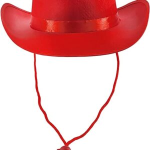 Red Felt Cowboy Hat Western Hat, Dress Up Costume Clothes for Kids, Pretend Play, Party Favors, Child size