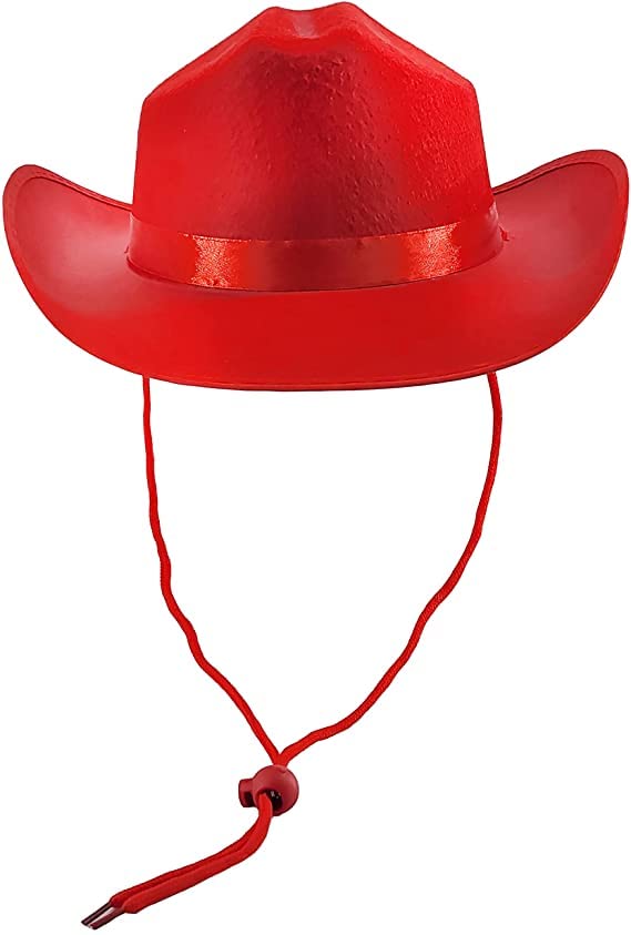 Red Felt Cowboy Hat Western Hat, Dress Up Costume Clothes for Kids, Pretend Play, Party Favors, Child size