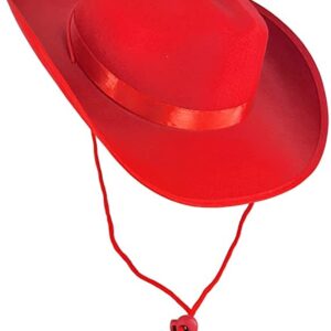 Red Felt Cowboy Hat Western Hat, Dress Up Costume Clothes for Kids, Pretend Play, Party Favors, Child size