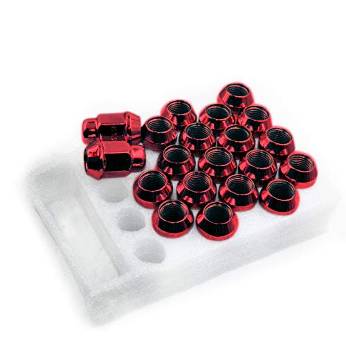 Wheel Accessories Parts Set of 16 ATV/UTV Lug Nut Kit M12x1.5 Thread Closed End Bulge Acorn Lug Nuts 1.38” Long - Cone Seat - 19mm (3/4”) Hex Wheel Lug Nut (Red)