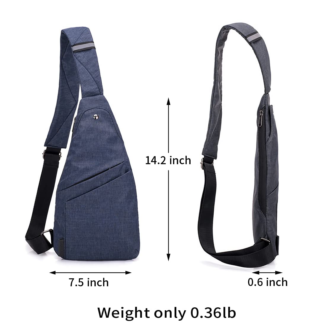 Suyzufly Slim Sling Bag for Men Women Water Resistance Lightweight Small Shoulder Crossbody Chest Bag Blue