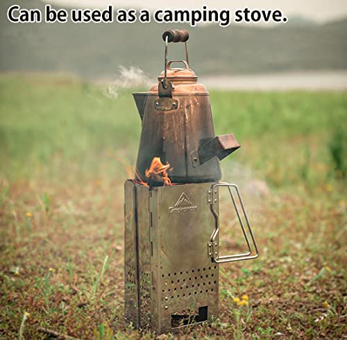 camping moon Charcoal Chimney Starter Collapsible Foldable Grill Chimney Stainless Steel MT-17 (Triangle Charcoal Chimney Starter MT-17)