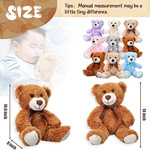 Zhanmai 9 Packs Bear Bulk 14 Inch Plush Bears Stuffed Animals in 7 Colors, Stuffed Bears Graduation Birthday Party Favors