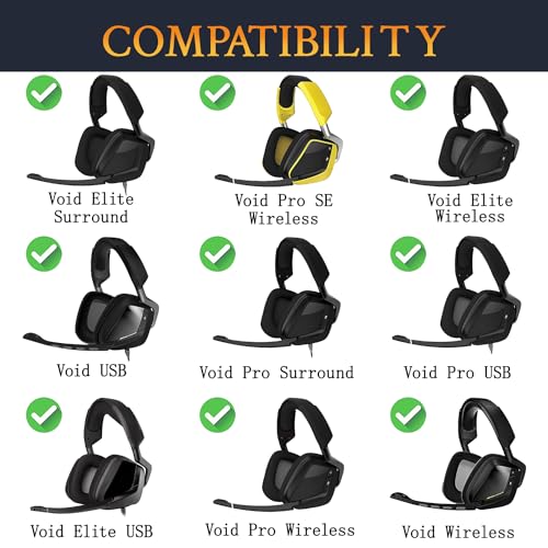 SOULWIT Earpads Replacement for Corsair Void/Void Pro/Void Elite/Surround Wired & Wireless RGB USB Gaming Headsets, Ear Pads Cushions with Noise Isolation Foam, Added Thickness (Void CG Black)