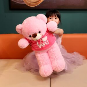 YESGIRL 22.8 inch Large Pink Teddy Bear Valentines Day Stuffed Animal, Soft Stuffed Bear Plush Toy for Her, Birthday Gifts for Girlfriend, Boyfriend, Kids, Boys and Girls