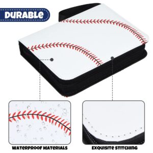 MIXPOET Baseball Card Binder with Zipper, 4 Slots - Fit 400 Cards, Waterproof Card Album Holder Protectors Storage Book Fit Football, Baseball, Sport Cards and Other Trading Cards (White Stitches)