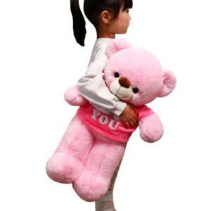 YESGIRL 22.8 inch Large Pink Teddy Bear Valentines Day Stuffed Animal, Soft Stuffed Bear Plush Toy for Her, Birthday Gifts for Girlfriend, Boyfriend, Kids, Boys and Girls