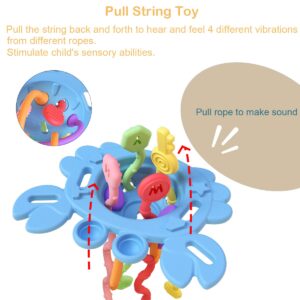 KOESMG Baby Silicone Pull String Activity Toys with Press Dimple, Montessori Sensory Interactive Early Educational Toy for Leaning, Baby Preschool Toys for 18 Months+ Boys or Girls