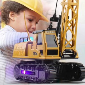 Remote Control Tower Crane - 12 Channel 2.4GHz Remote Control Lift Model Truck, Digging Engineering Toy with 2 Rechargeable Batteries, Crawler Loader Excavator Bulldozer, RC Construction Toy for Kids