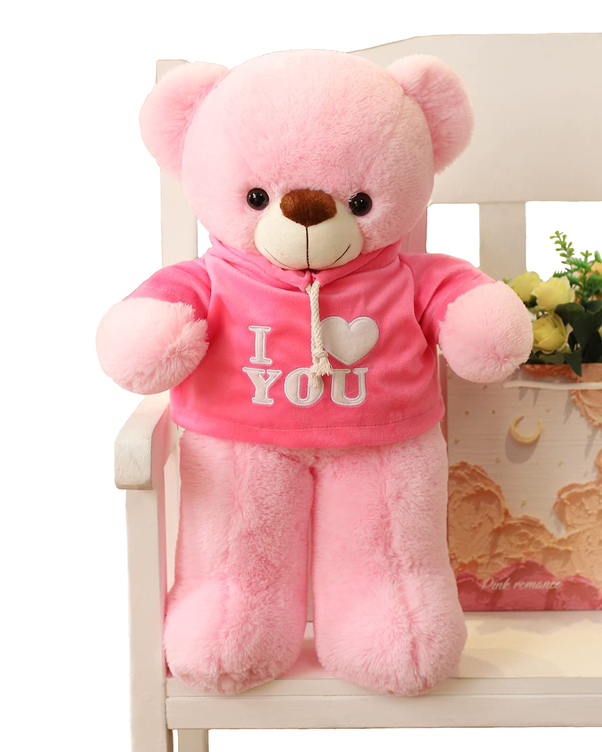 YESGIRL 22.8 inch Large Pink Teddy Bear Valentines Day Stuffed Animal, Soft Stuffed Bear Plush Toy for Her, Birthday Gifts for Girlfriend, Boyfriend, Kids, Boys and Girls