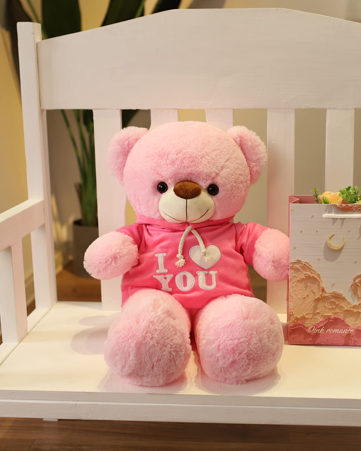 YESGIRL 22.8 inch Large Pink Teddy Bear Valentines Day Stuffed Animal, Soft Stuffed Bear Plush Toy for Her, Birthday Gifts for Girlfriend, Boyfriend, Kids, Boys and Girls