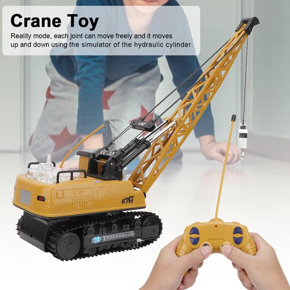 Remote Control Tower Crane - 12 Channel 2.4GHz Remote Control Lift Model Truck, Digging Engineering Toy with 2 Rechargeable Batteries, Crawler Loader Excavator Bulldozer, RC Construction Toy for Kids