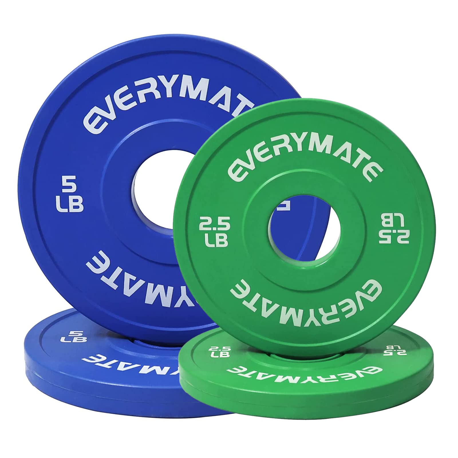 EVERYMATE Change Weight Plates 2.5LBX2 5LBX2 Fractional Plate Olympic Bumper Plates for Cross Training and Olympic Weightlifting 5LB Weights Plates Set