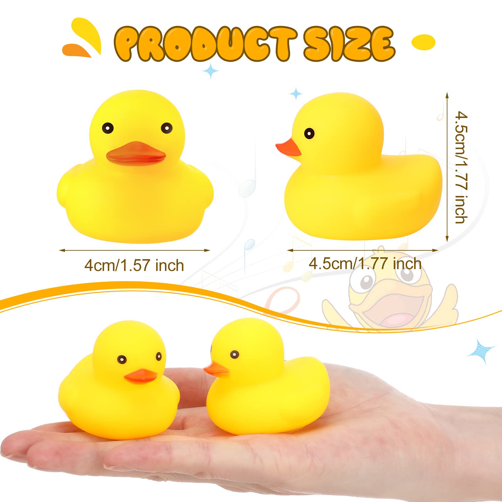 Vinsot 100 Pcs Bath Ducky Mini Rubber Ducks Yellow Rubber Duck Bath Toy Rubber Tub Toys Bathtub Toys Squeak and Float Ducks (1.77 x 1.77 x 1.57 Inch)