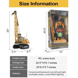 Remote Control Tower Crane - 12 Channel 2.4GHz Remote Control Lift Model Truck, Digging Engineering Toy with 2 Rechargeable Batteries, Crawler Loader Excavator Bulldozer, RC Construction Toy for Kids