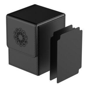 MIXPOET Deck Box compatible with MTG Cards, Trading Card Case with 2 Dividers per Holder, Large Size for 100+ Cards (Elementals-Black)