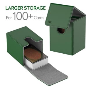 MIXPOET Deck Box compatible with MTG Cards, Trading Card Case with 2 Dividers per Holder, Large Size for 100+ Cards (Marvelous-Green)