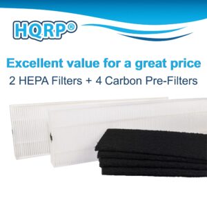 HQRP Filter Kit 2 HEPA & 4 Carbon Prefilters Compatible with Fellowes AeraMax 100 Air Purifier Model 90, 100, DB5, DX5; part 40101701, 9287001, 9324001 Replacement