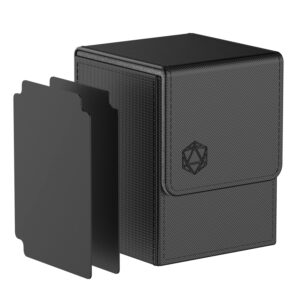 MIXPOET Deck Box compatible with MTG Cards, Trading Card Case with 2 Dividers per Holder, Large Size for 100+ Cards (Dice-Black)