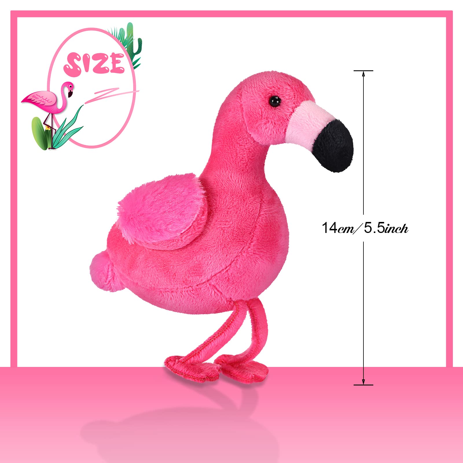 Skylety 6 Pieces Mini Flamingo Stuffed Animal Plush Toys 5 Inch Flamingo Party Favors Valentine Day Gift Pink Flamingo Hanging Ornaments Keychain Decorations for Women Birthday(Pink)