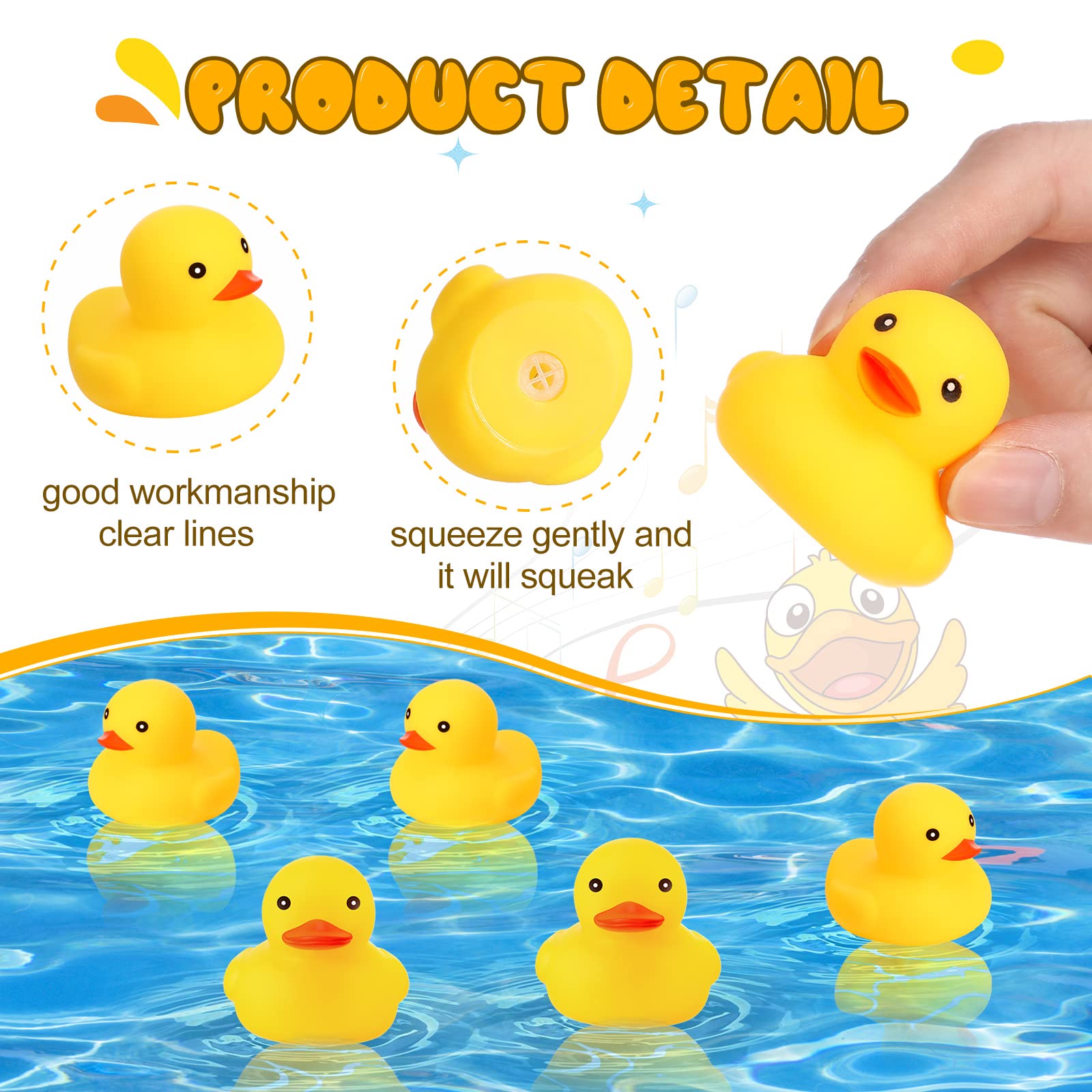 Vinsot 100 Pcs Bath Ducky Mini Rubber Ducks Yellow Rubber Duck Bath Toy Rubber Tub Toys Bathtub Toys Squeak and Float Ducks (2.17 x 1.97 x 1.85 Inch)