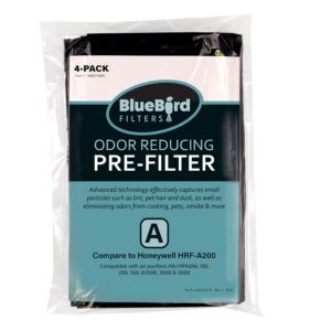 BlueBird Filters HRF-A200 Carbon Prefilter A Kit, 4 Pack, Fits Honeywell Models HPA200, HPA201, HPA202, HPA204, HPA250