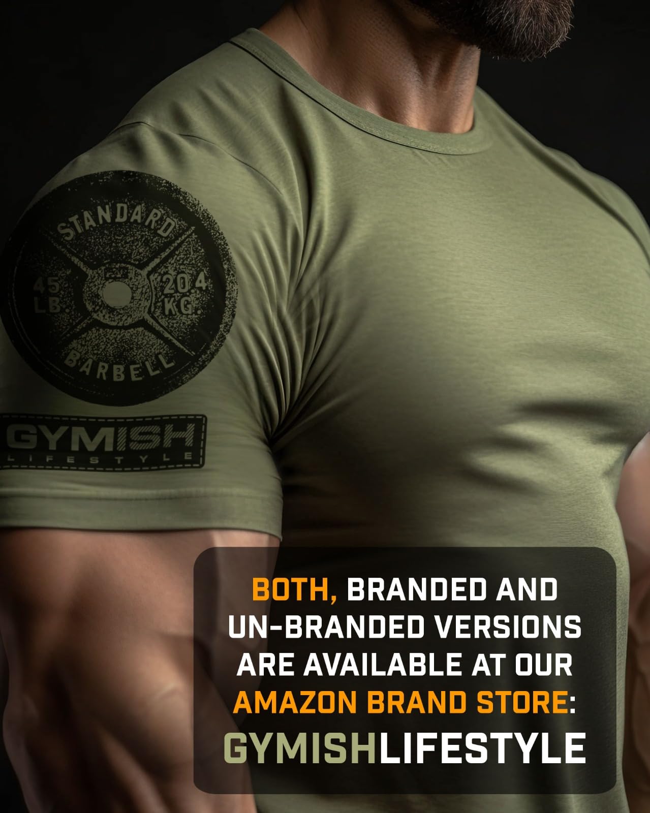 Gymish Lifestyle Skull Plate Gym Shirt, Work Out Deadlift Skull T-Shirt for Men (LG, SkullPlate Military Green)