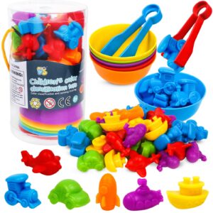 naodongli counting transport matching game with rainbow bowls,color sorting & sensory training montessori preschool education learning fine motor skills easter gifts for 3 4 5 years old boys girls