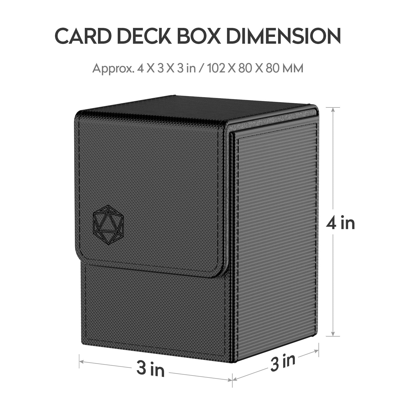 MIXPOET Deck Box compatible with MTG Cards, Trading Card Case with 2 Dividers per Holder, Large Size for 100+ Cards (Dice-Black)