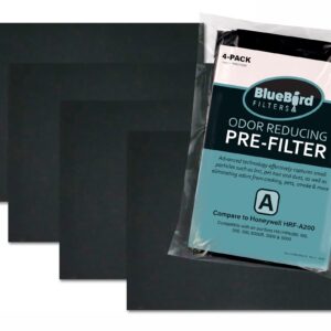 BlueBird Filters HRF-A200 Carbon Prefilter A Kit, 4 Pack, Fits Honeywell Models HPA200, HPA201, HPA202, HPA204, HPA250