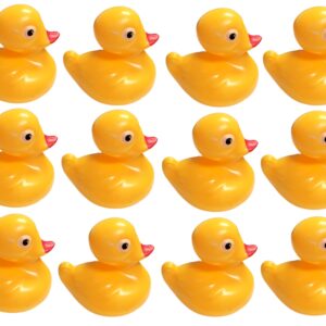 Floating Weighted Duckies (12 Pack) Plastic Yellow Duck Pond Floater. (2.75") Fun Bath Tub Pool Play Toy. (Yellow)