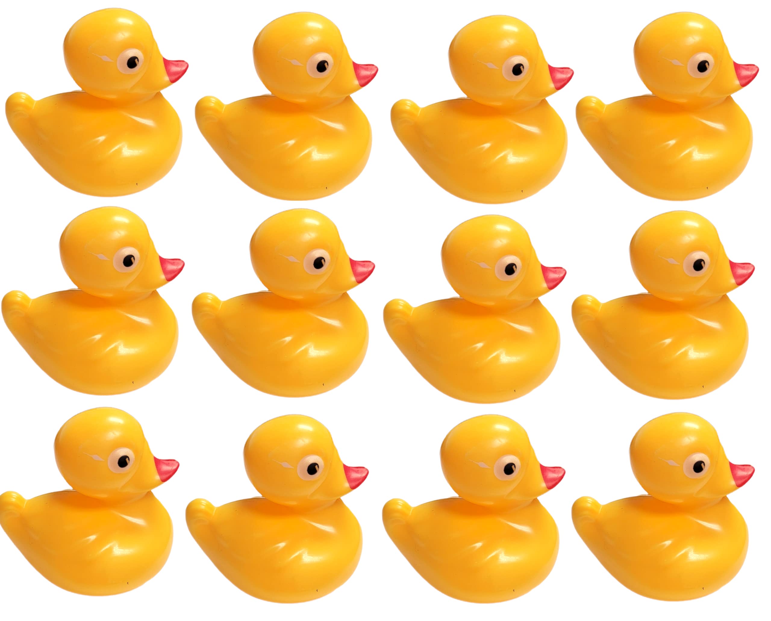 Floating Weighted Duckies (12 Pack) Plastic Yellow Duck Pond Floater. (2.75") Fun Bath Tub Pool Play Toy. (Yellow)