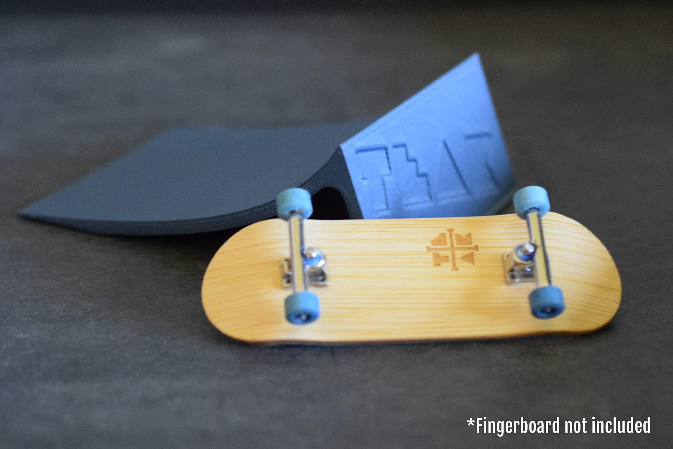 Teak Tuning Fingerboard Poly Launch Kicker Ramp - 4.5" Long, 3" Wide, 1.5" Tall - Fingerboard Obstacle in Blue Steel Colorway